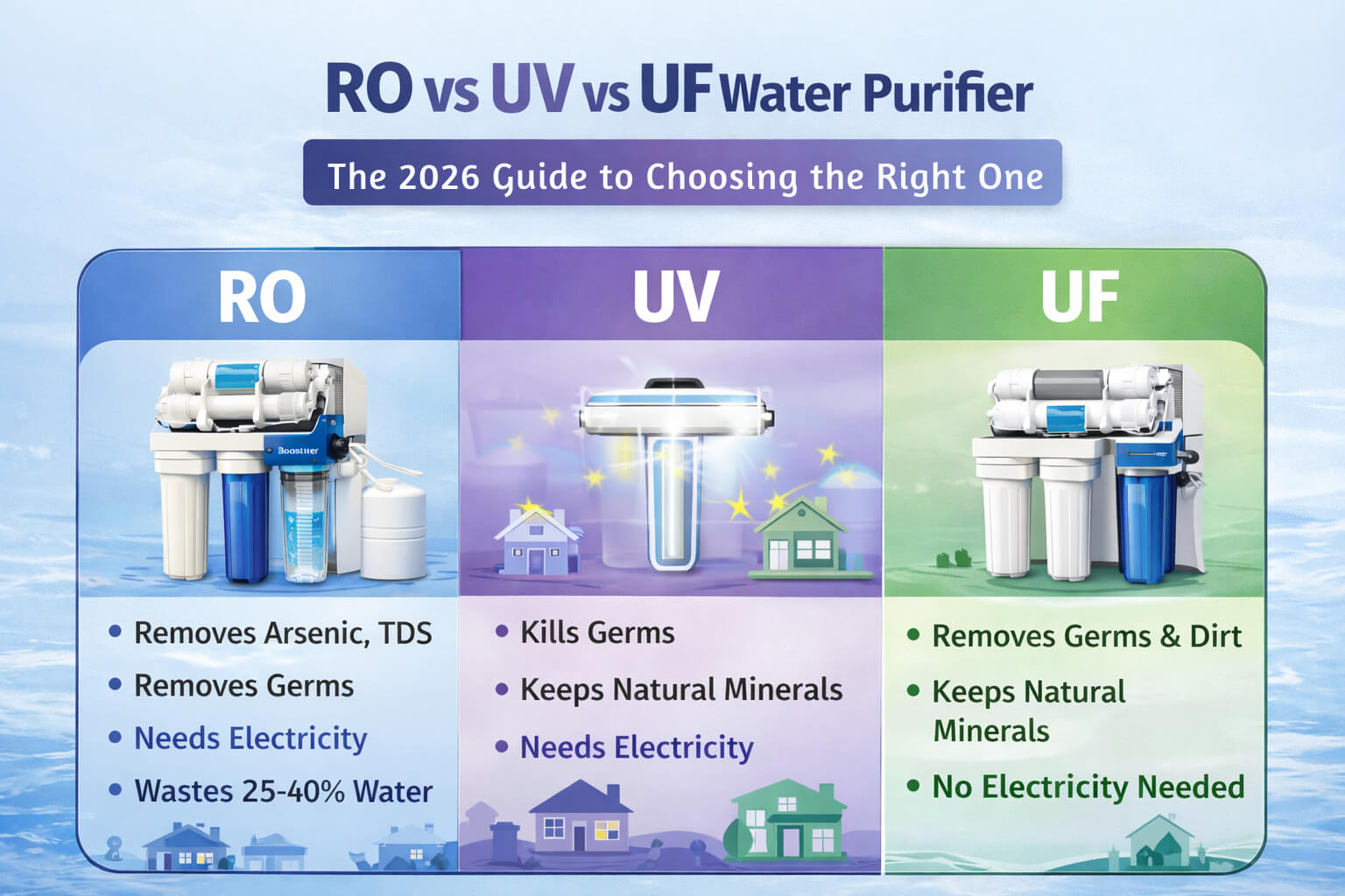 RO vs UV vs UF Water Purifier The 2026 Guide to Choosing the Right One